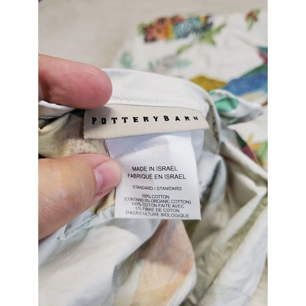 Pottery Barn Spring Fauna Bird Print Percale Full Queen Duvet 2 Regular Sham